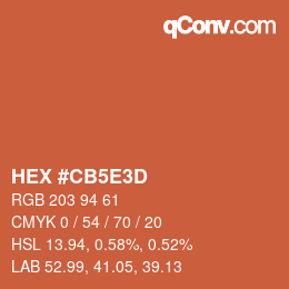 Color code: HEX #CB5E3D | qconv.com