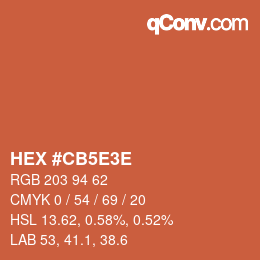 Código de color: HEX #CB5E3E | qconv.com