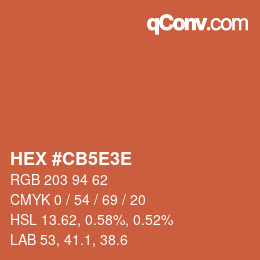 カラーコード: HEX #CB5E3E | qconv.com