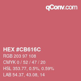 颜色代码: HEX #CB616C | qconv.com