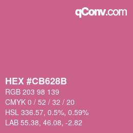 颜色代码: HEX #CB628B | qconv.com