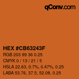Color code: HEX #CB63243F | qconv.com