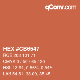 Color code: HEX #CB6547 | qconv.com