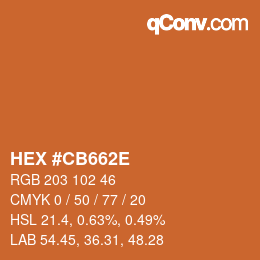 Color code: HEX #CB662E | qconv.com