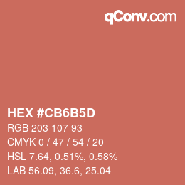 颜色代码: HEX #CB6B5D | qconv.com