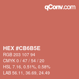 Color code: HEX #CB6B5E | qconv.com