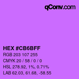 Color code: HEX #CB6BFF | qconv.com