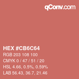 Farbcode: HEX #CB6C64 | qconv.com