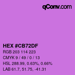 Farbcode: HEX #CB72DF | qconv.com
