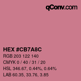Farbcode: HEX #CB7A8C | qconv.com