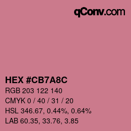 Color code: HEX #CB7A8C | qconv.com