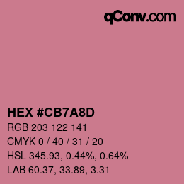 カラーコード: HEX #CB7A8D | qconv.com