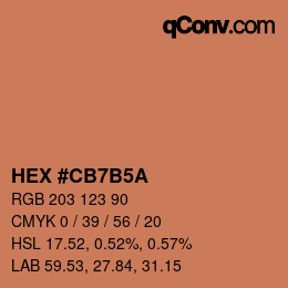 Farbcode: HEX #CB7B5A | qconv.com