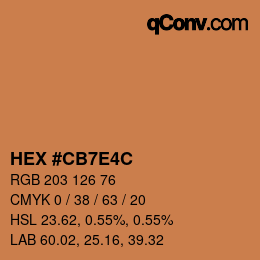 カラーコード: HEX #CB7E4C | qconv.com