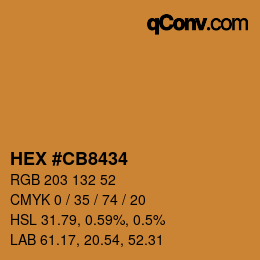 Farbcode: HEX #CB8434 | qconv.com