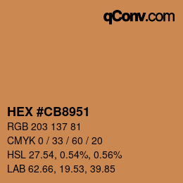 Color code: HEX #CB8951 | qconv.com