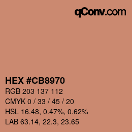 Color code: HEX #CB8970 | qconv.com