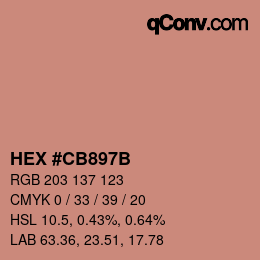 カラーコード: HEX #CB897B | qconv.com