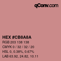 Color code: HEX #CB8A8A | qconv.com