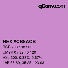 Color code: HEX #CB8ACB | qconv.com