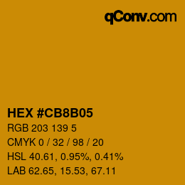 Color code: HEX #CB8B05 | qconv.com