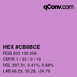 Color code: HEX #CB8BCE | qconv.com