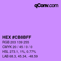 Color code: HEX #CB8BFF | qconv.com