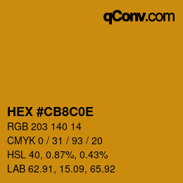 カラーコード: HEX #CB8C0E | qconv.com