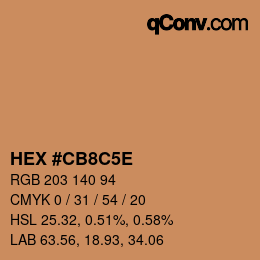 カラーコード: HEX #CB8C5E | qconv.com