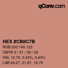 カラーコード: HEX #CB8C7B | qconv.com