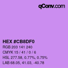 Color code: HEX #CB8DF0 | qconv.com