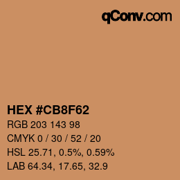 Código de color: HEX #CB8F62 | qconv.com