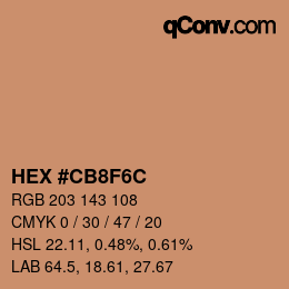 Color code: HEX #CB8F6C | qconv.com