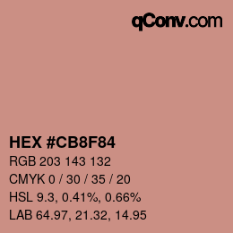 颜色代码: HEX #CB8F84 | qconv.com