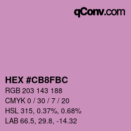 Color code: HEX #CB8FBC | qconv.com