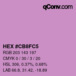 カラーコード: HEX #CB8FC5 | qconv.com