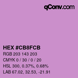 Color code: HEX #CB8FCB | qconv.com