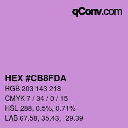 Color code: HEX #CB8FDA | qconv.com