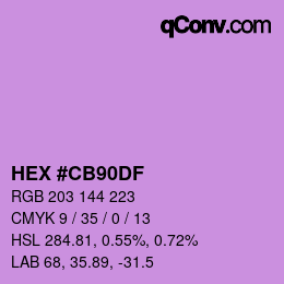 Código de color: HEX #CB90DF | qconv.com