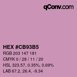 カラーコード: HEX #CB93B5 | qconv.com