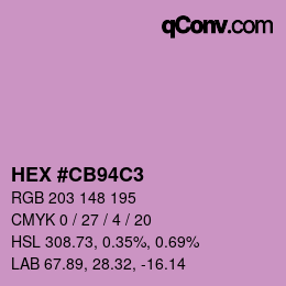 颜色代码: HEX #CB94C3 | qconv.com
