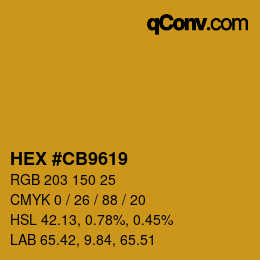 Color code: HEX #CB9619 | qconv.com