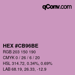 Farbcode: HEX #CB96BE | qconv.com