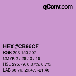 Color code: HEX #CB96CF | qconv.com