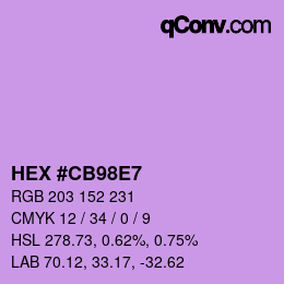 Color code: HEX #CB98E7 | qconv.com