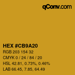 Color code: HEX #CB9A20 | qconv.com