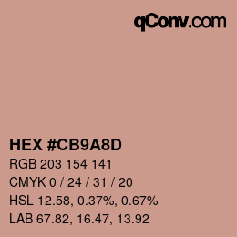 Color code: HEX #CB9A8D | qconv.com