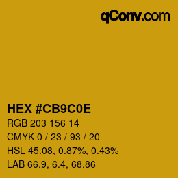 Color code: HEX #CB9C0E | qconv.com