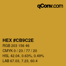 Color code: HEX #CB9C2E | qconv.com
