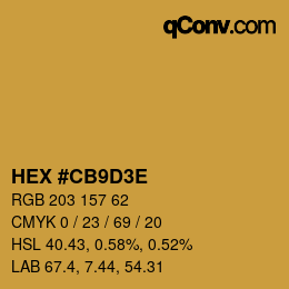 Color code: HEX #CB9D3E | qconv.com